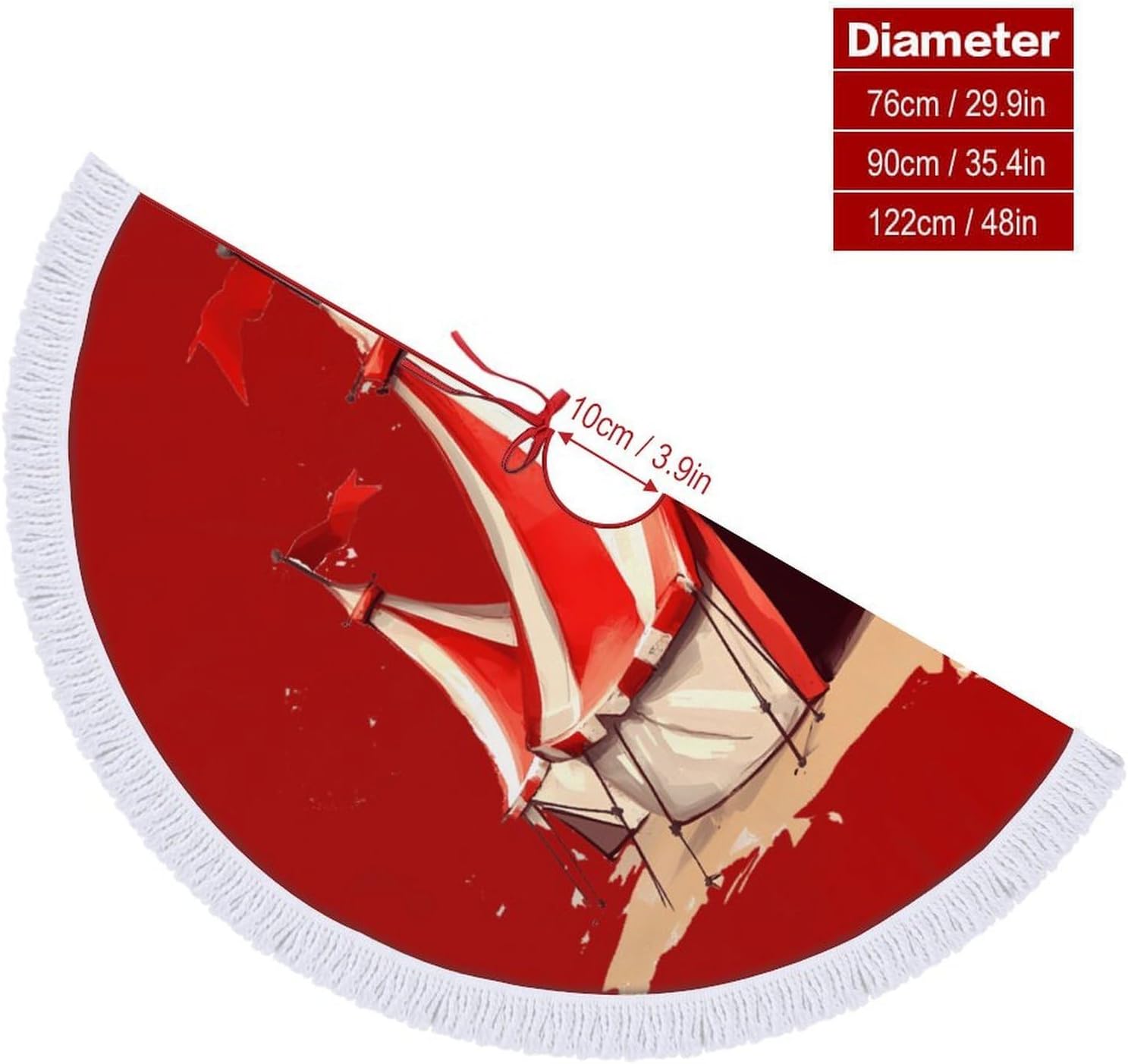 Clown Lion Fire Ring Acrobat Christmas Tree Skirt Round Xmas Tree Mat Ornaments Tree Skirts with Tassels for Holiday Party