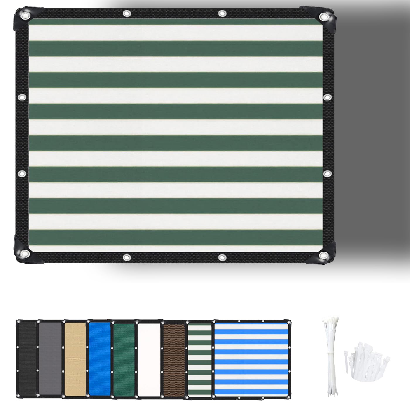 ZHhan Garden Sun Screen Fabric Shade Net Outdoor Fence Netting Screening, Backyard, Patio, Balcony, Includes Cable Ties 8 Days Delivered 9 Colors Green & White,2.6x6m — image 1