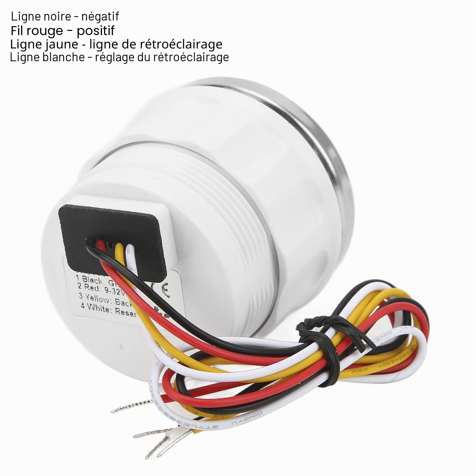 Voltmètre pour bateau - 7 couleurs - Rétroéclairage - 52 mm - Jauge de tension pour enfants de marine - IP67 - Étanche - Pour véhicules récréatifs (blanc)