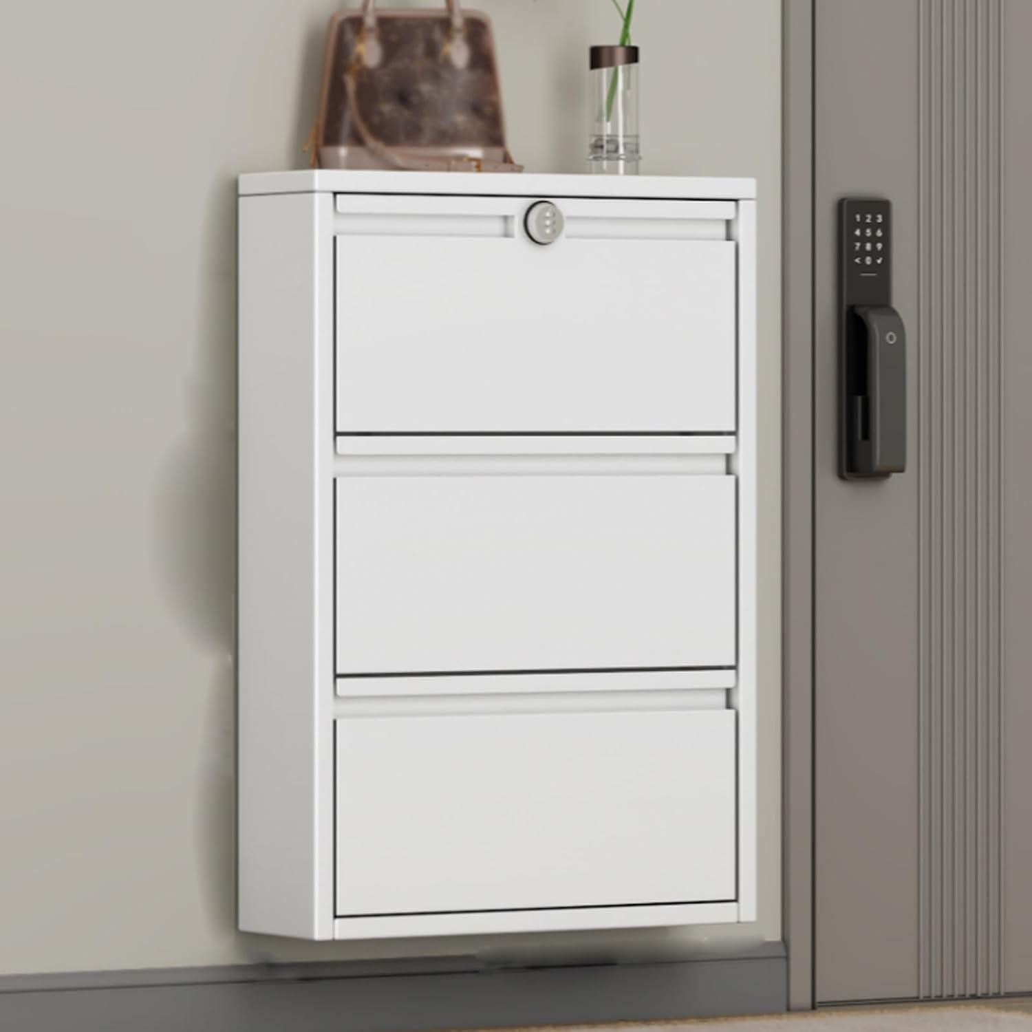 Lockable Shoe Rack Amazon.com: Lockable Metal Wall Mounted Shoe Cabinet, Freestanding ...