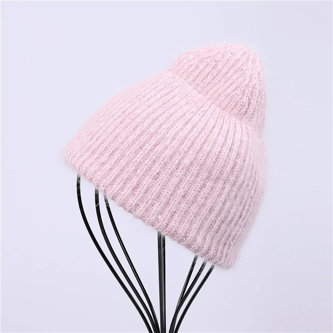 Automne Hiver Cheveux Hiver Chapeau Chaud Bonnets Chapeaux Décontracté Femmes Solide Adulte Cachemire Tricoté Bonnet Chapeau Avec Fil Brillant
