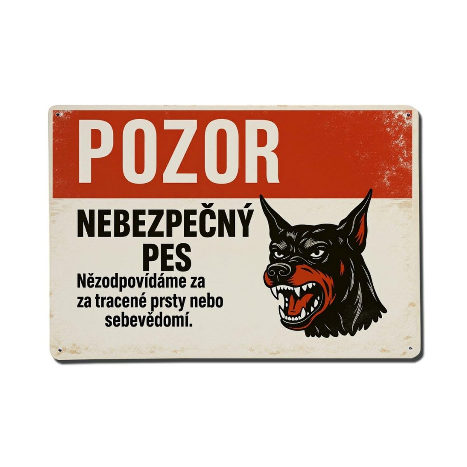 Caution Dangerous Dog Uncontrolled Animal Metal Tin Sign Plaque