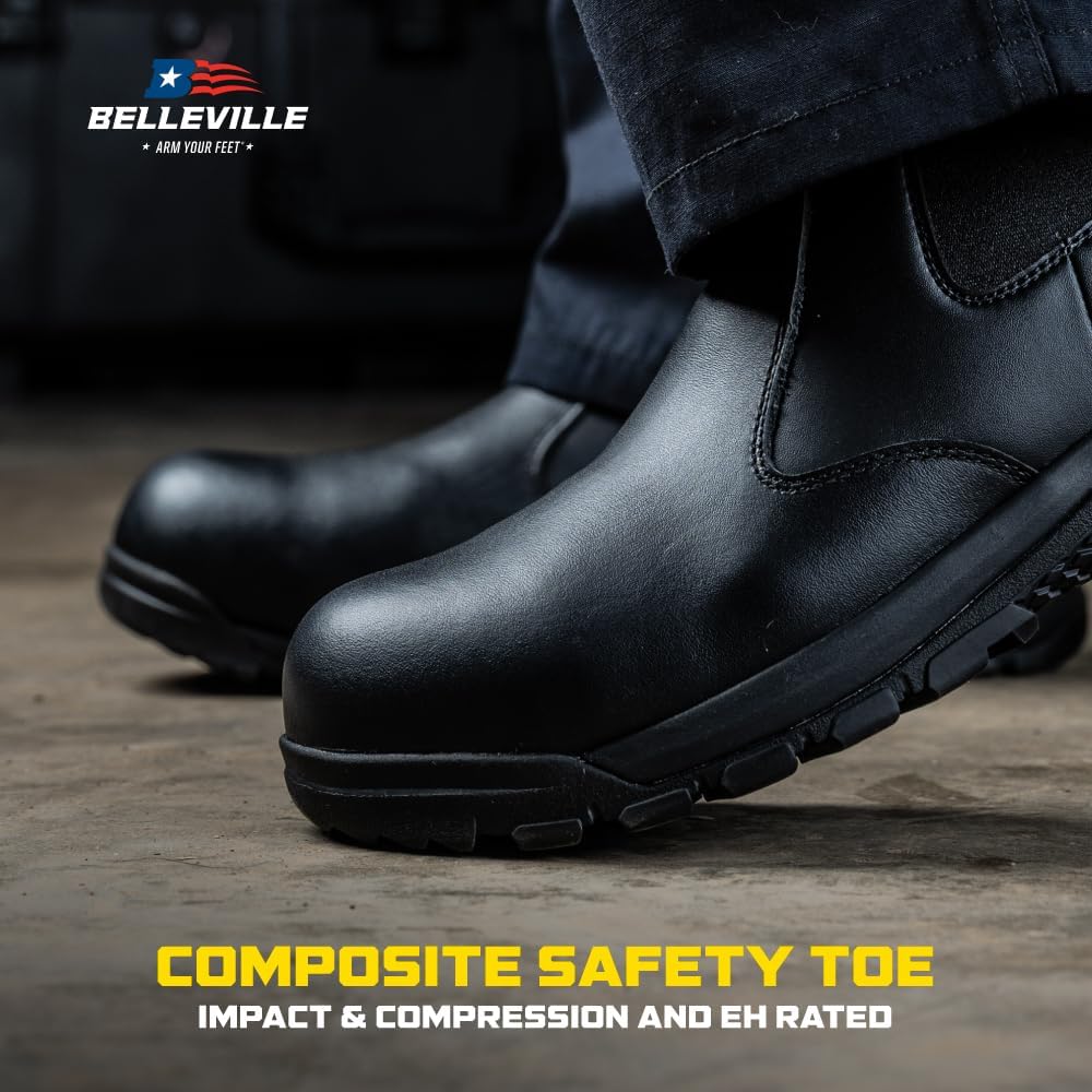 Belleville Spear Point Quick-Release Soft Toe Boot - Full-Grain Leather - Slip & Oil Resistant Rubber Sole - Full-Grain Cattlehide Leather - Shock Absorbing Midsole - Removable PU Comfort