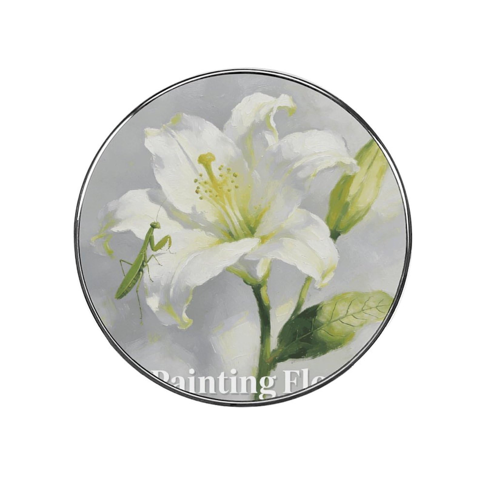 Lily Perching Mantis Customizable Refrigerator Magnets, Strong Magnetic Fridge Stickers, Funny Round Decorative Fridge Magnets for Home Kitchen, Whiteboard, Locker, and Office