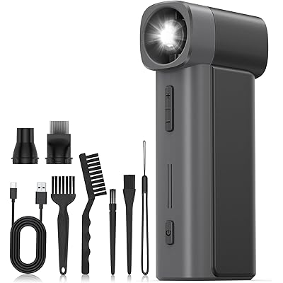 Dulums ミニ洗車ファン 最大風速50m/s 電動エアダスター 携帯用ハンドファン150000rpm(18段階風量調整、8000mAhバッテリー、最大8時間 …