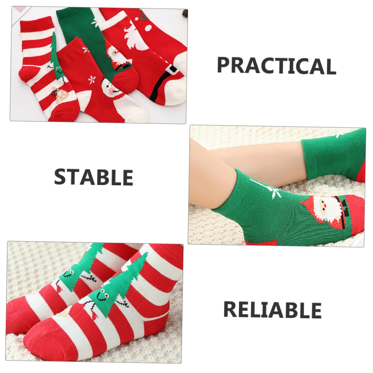 VANZACK 5pares Medias de Navidad para Calcetines de Algodón Cálidos de Calcetines Navideños de Dibujos Animados para Fiestas de Navidad