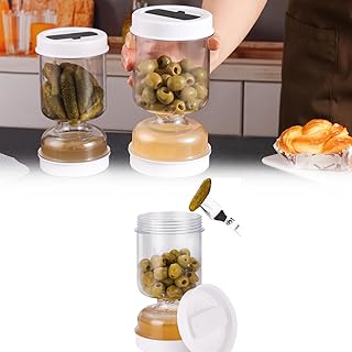 NALACAL Glass Pickle and Olive Jar With Strainer Flip