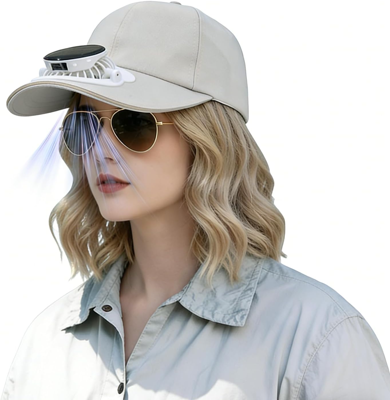 Solar Power Fan Hat for Men & Women - Unisex UPF50+ Waterproof Adjustable Cap, Detachable Cooling Fan