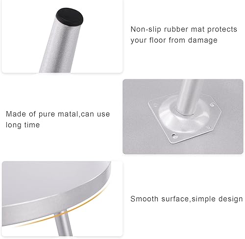 Miniatura 4 de Apicizon Juego de 2 mesas auxiliares redondas de 16 pulgadas, mesa auxiliar de metal plateado para sala de estar, mesita de noche, mesa de centro