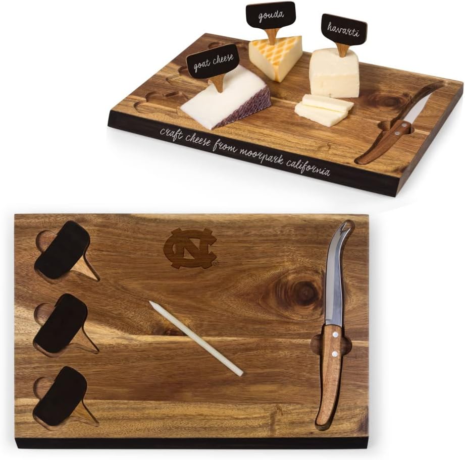 PICNIC TIME NCAA unisex-adult NCAA Delio Acacia Cheese Cutting Board & Tools Set