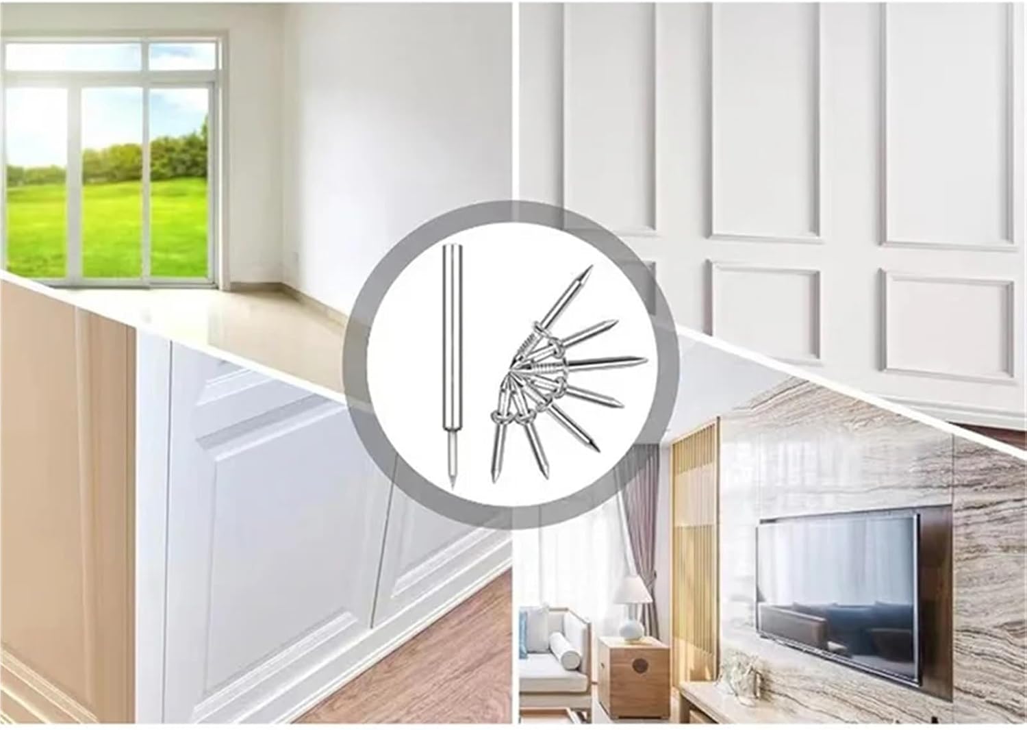 Double Sided Nails Double-Head Skirting Thread Seamless Nails Line Without Marks Nail With Sleeve Tool For Solid Wood Trim(800pcs)