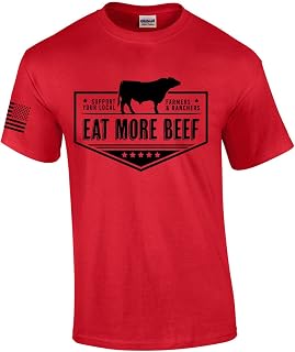 Mens Support Your Local Farmers Eat More Beef Farm to Table Short Sleeve T-Shirt Graphic Tee