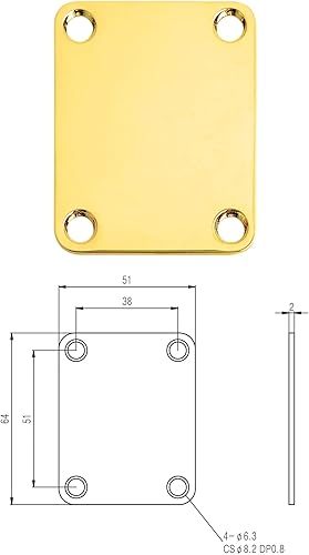 Miniatura 15 de Metallor Placa de cuello para guitarra eléctrica, 4 agujeros con tornillos, compatible con Strat Tele Style Electric Guitar Bass Parts Replacement CR