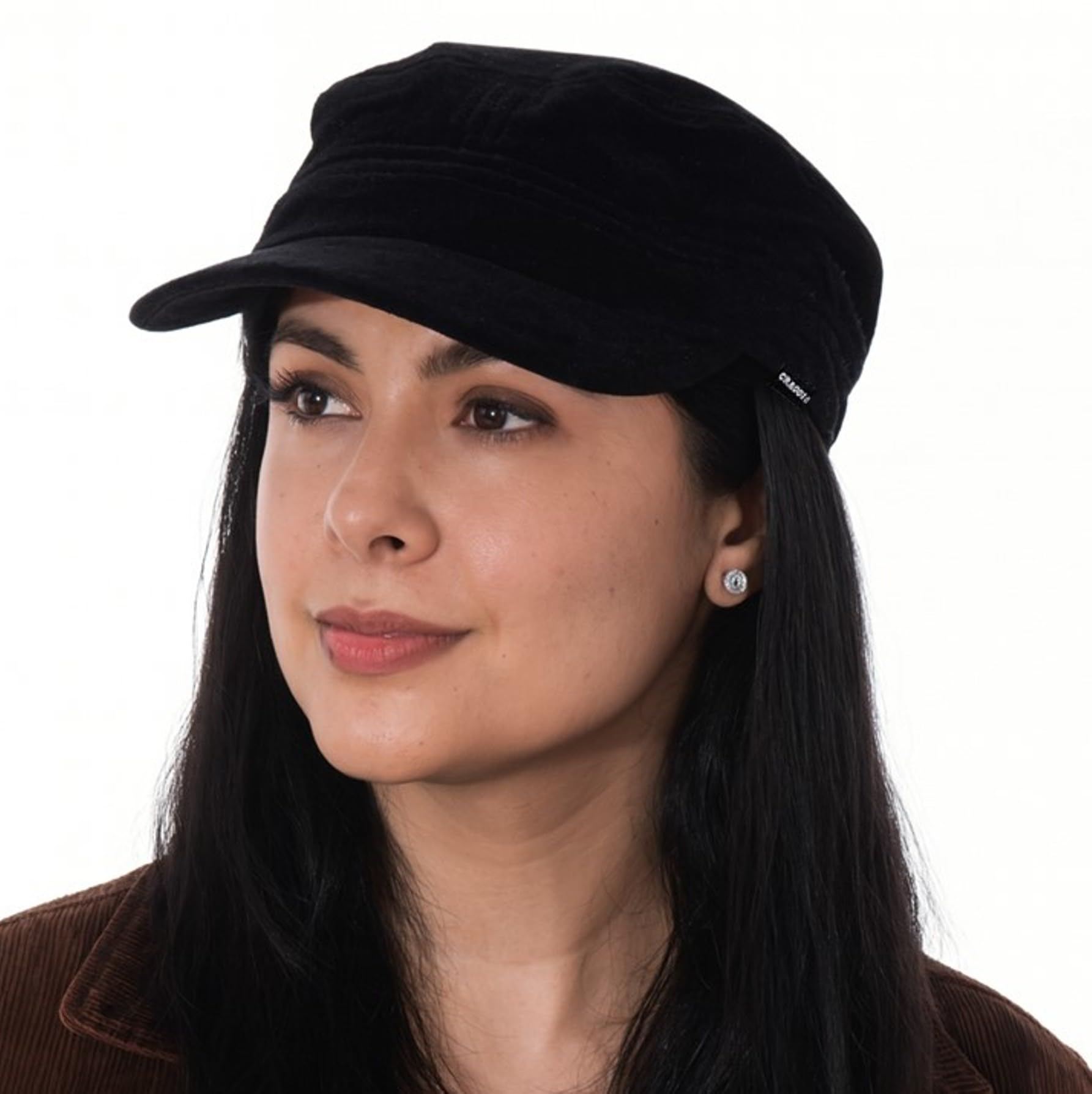 Newsboy Cap Baker Boy Cap Military Cadet Hat in Black Velvet by CRAGGI