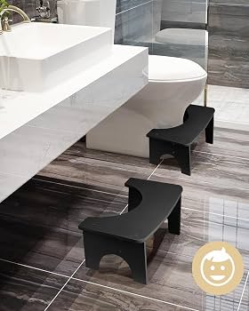 Tabouret De Toilette Physiologique RayLove - Pliable En Bois - Forme En C - Résistance 350 Kg