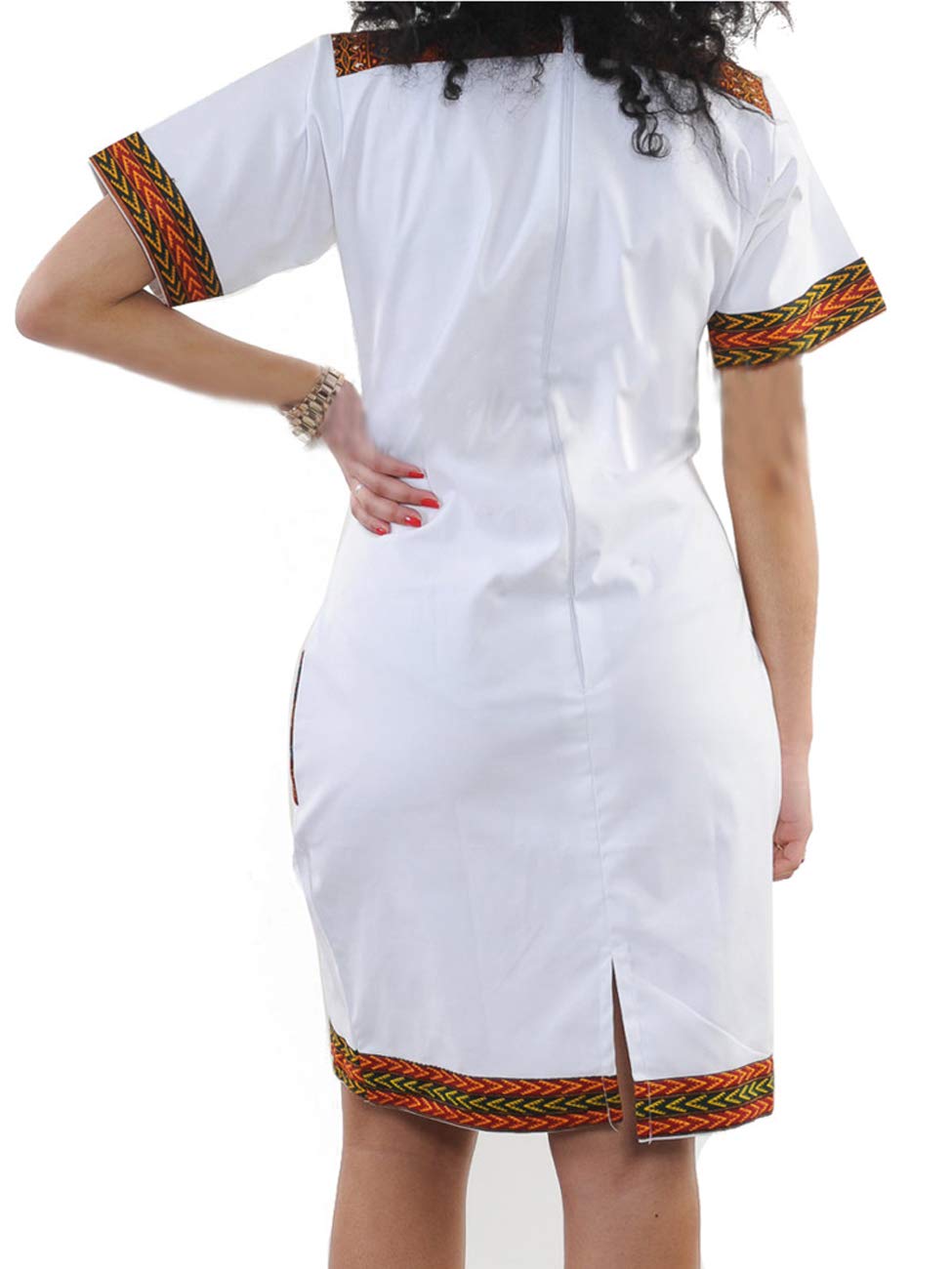 Abito da donna aderente Dashiki africano midi bohémien vintage con tasca