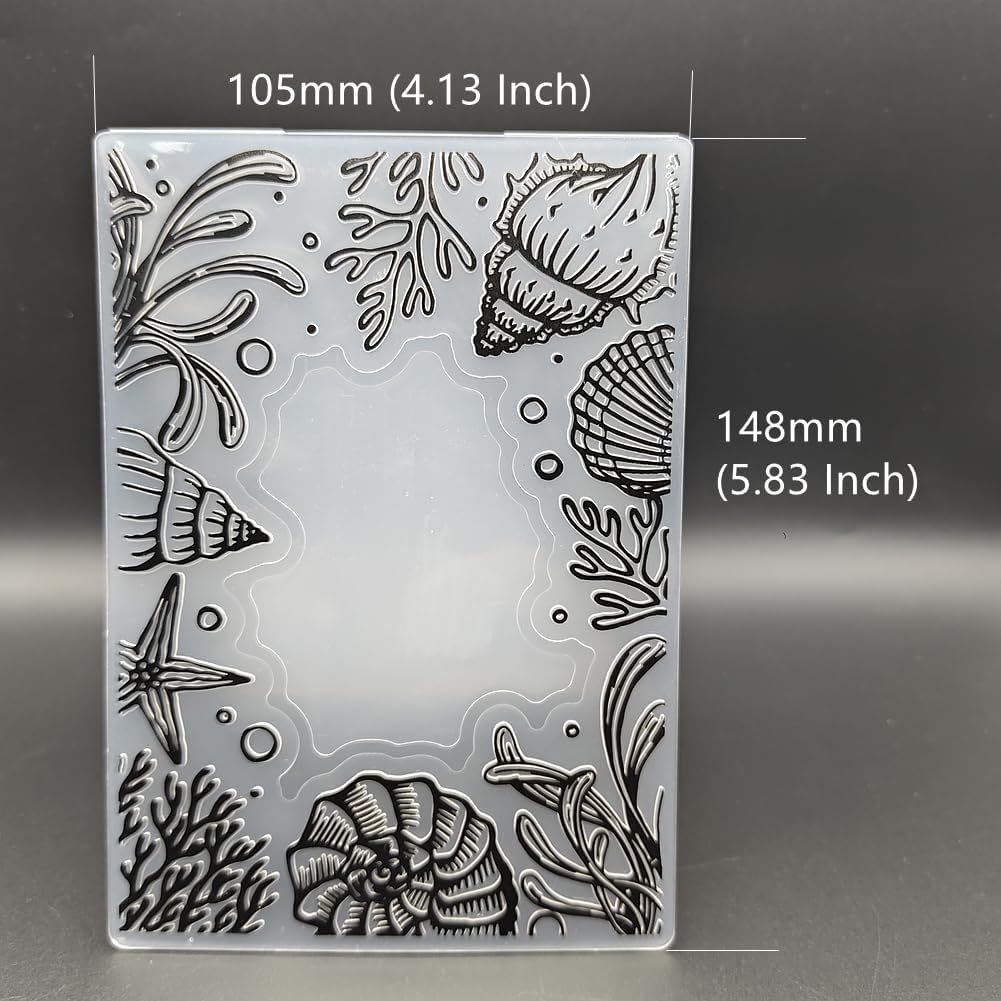 Plastic Embossing Folder A6 Size Underwater World Paper Crafts Plastic Textured Impressions for Card Making Scrapbooking