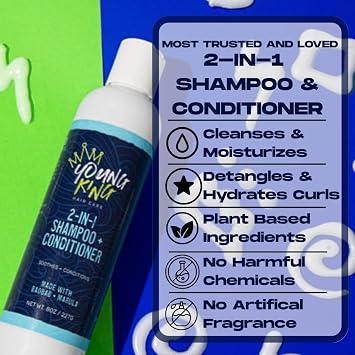 YOUNG KING HAIR CARE Kids Conditioning Detangler For Boys | Smooths and Softens Natural Curls | Plant-Based and Harm-Free (8 oz)