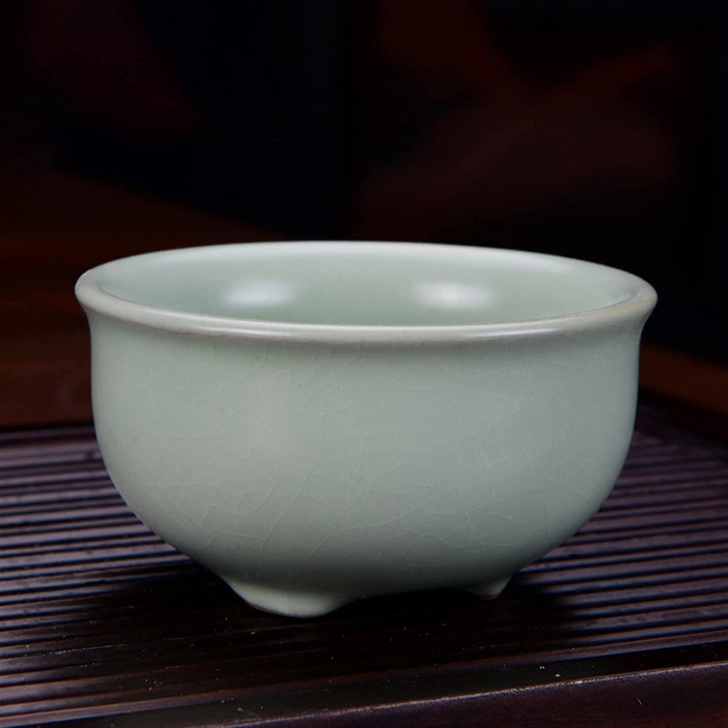 taza de té, Cuencos, lote chino Ru Kiln Crack cerámica taza de té porcelana pequeño tazón hecho a mano juego accesorios maestro individual(O 6.2x3.5cm 40ml)
