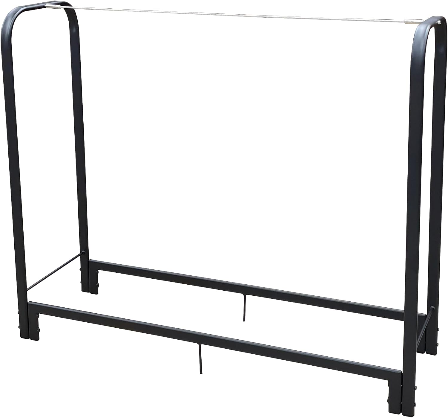 Zenvya Firewood Rack Stand 4ft Heavy Duty Logs Holder for Outdoor Indoor Fireplace Metal Wood Pile Storage Stacker Organizer, Matte Black (48.4'' W X 12.4'' D X 43.3'' H)