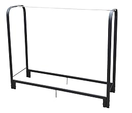 Zenvya Firewood Rack Stand 4ft Heavy Duty Logs Holder for Outdoor Indoor Fireplace Metal Wood Pile Storage Stacker Organizer, Matte Black (48.4'' W X 12.4'' D X 43.3'' H)