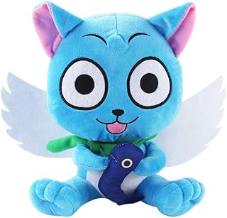Fairy Tail Plush Doll Natsu Dragneel Soft Stuffed Toy Doll Anime Happy Cat Plush Toy Cute Throw Pillow Creative Cushion Gifts(Happy Cat, 10 Inch)