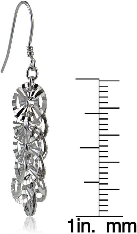 Sterling Silver Diamond-Cut and Polished Cascading Circles Dangle Earrings - Image 3
