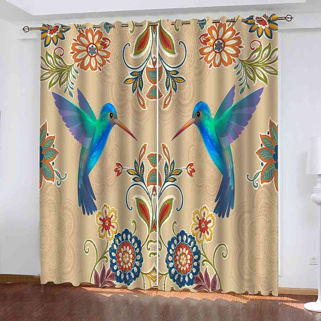 Rideau Occultant Thermique Isolant Phonique Lot de 2 Fleurs d'oiseau