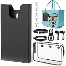 8PCS Accessories for Bogg Bags, Hole Bags Organizer with Phone Holder,Cup Holder & PVC Clear Bags, Hooks and Keychain, Compatible with Original Medium Large Bogg Bag & Other Hole Bag Black