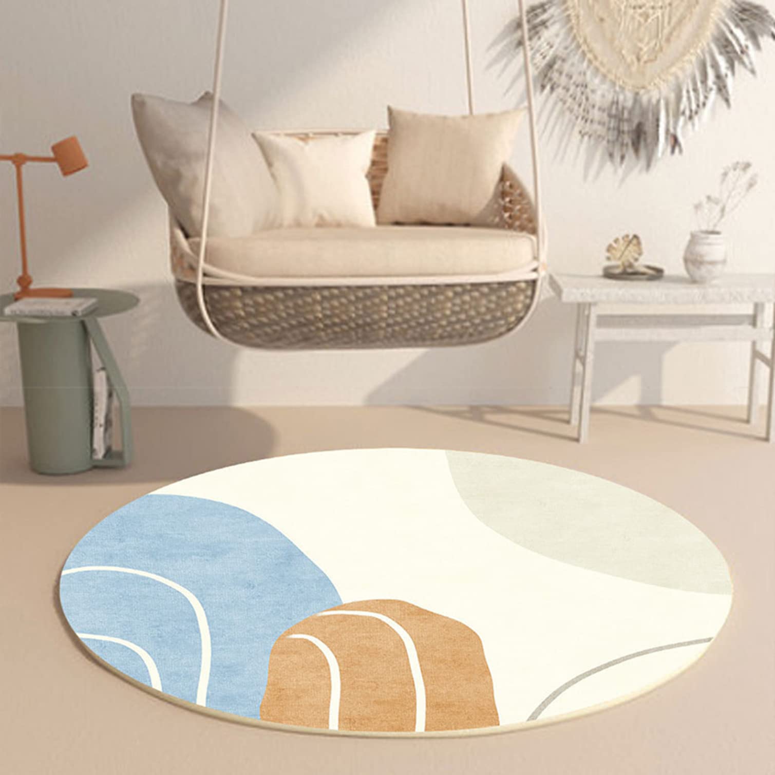 YOPOIY Teppich Rund, ​Weicher Gamer Teppich, Moderne Rutschmatte Teppich, Waschbare Teppiche fürs Wohnzimmer Schlafzimmer Küchenteppich-8-Ø 120cm