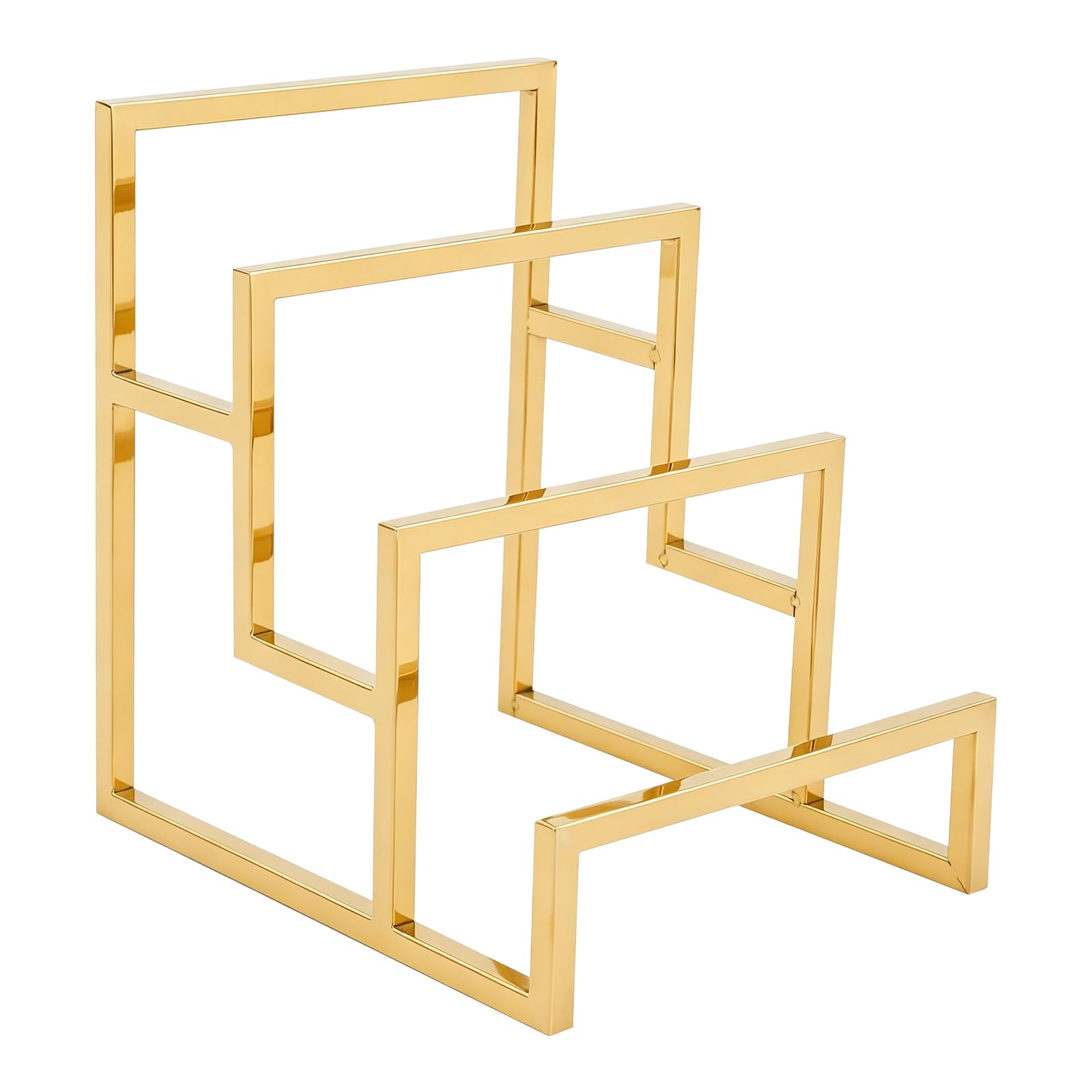 Espositore per portafogli a 3 livelli, oro, in acciaio inox, 15 x 18 x 20
