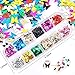 48 Boxes Holographic Nail Sequins, FITDON Shell Round Star Leaf Butterfly Iridescent Flake Nail Glitter, Colorful Confetti Sticker Manicure Nail Art Supplies Make Up DIY Decals Decoration