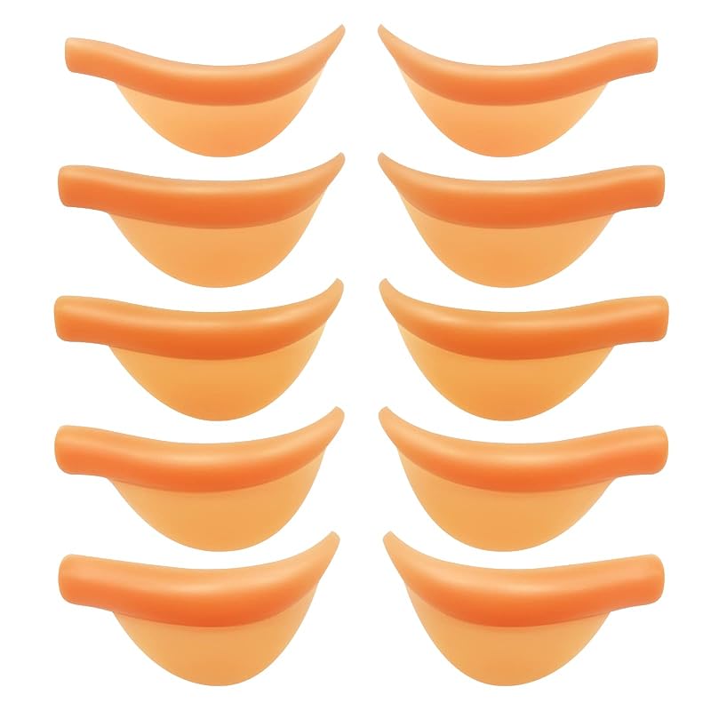 PERMANIA Curvadores de Silicone para Cílios, 10 unidades em 5 tamanhos, Curvas C e D, Laranja
