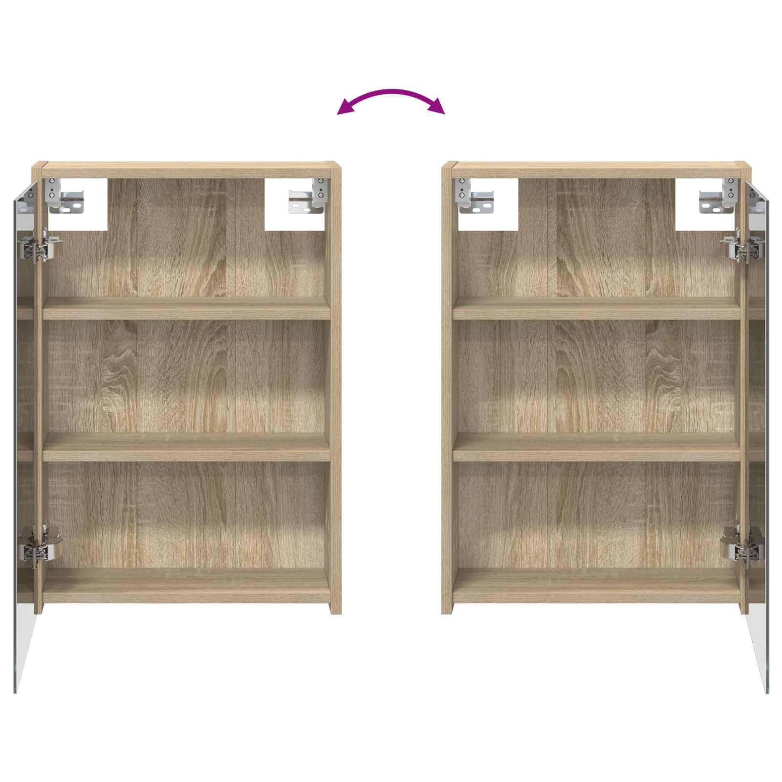 Set di 3 armadietti da bagno, in legno, 106 x 16 x 62,5 cm, con illuminazione a LED, montaggio a parete, vano portaoggetti e specchio bidirezionale, per mobili da bagno, mobiletto sottolavabo