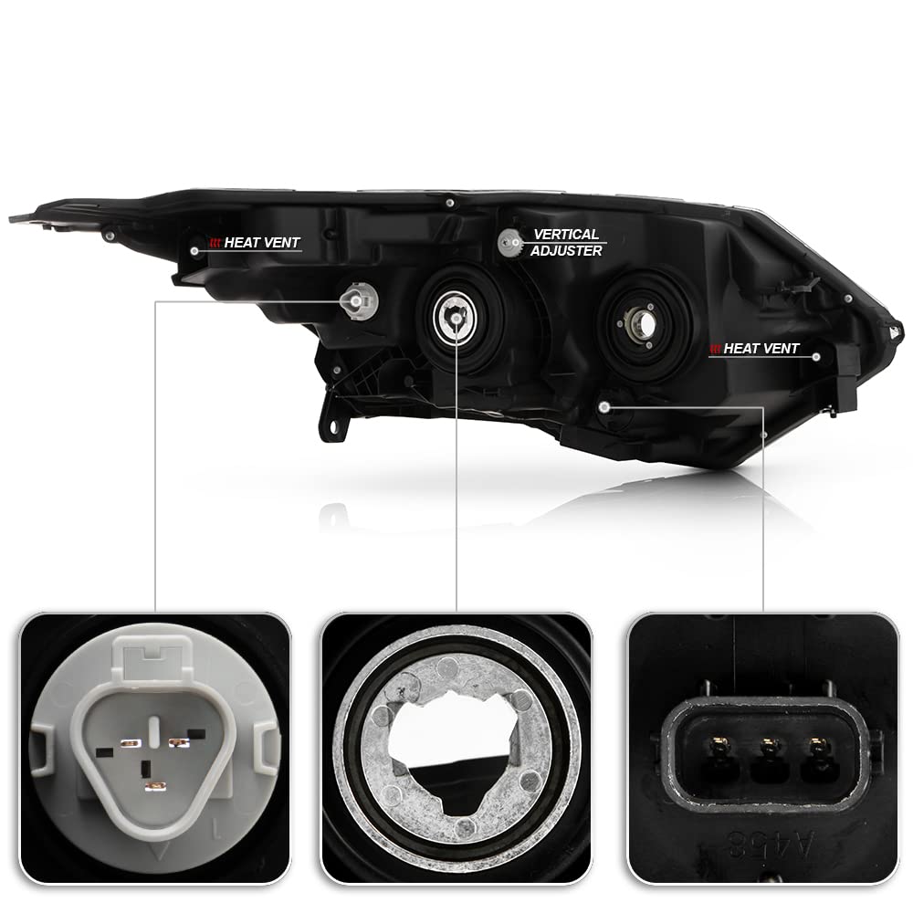 Pair Of Left & Right Black Headlights For 2019-2021 Honda HR-V With LED DRL - Halogen Style