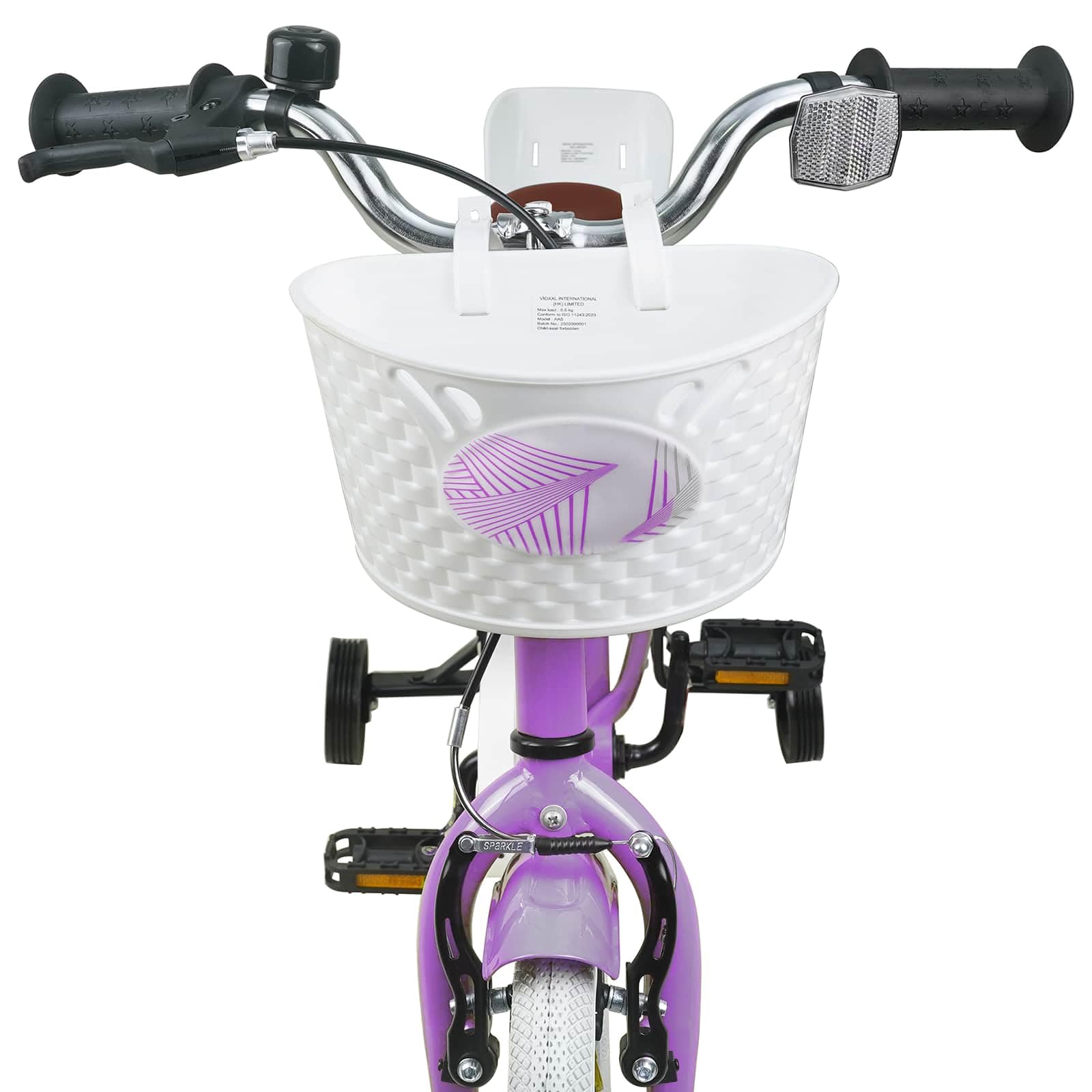Bicicleta infantil de 2 a 4 años, color morado, con marco de acero, asiento y manillar ajustables, freno, guardabarros, timbre, soporte ideal para entrenamiento