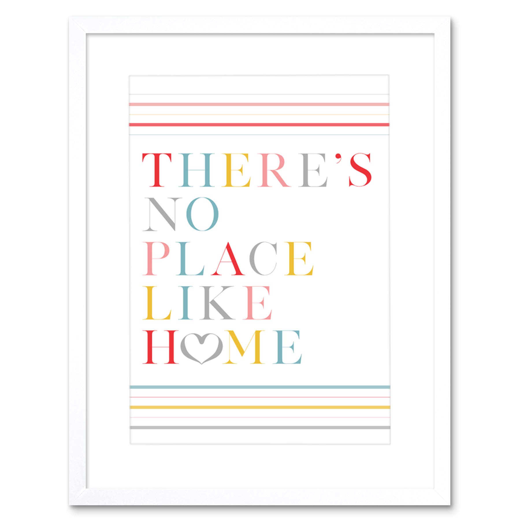 Wee Blue Coo No Place Like Home Love Heart Quote Artwork Framed Wall Art Print 12X16 Inch