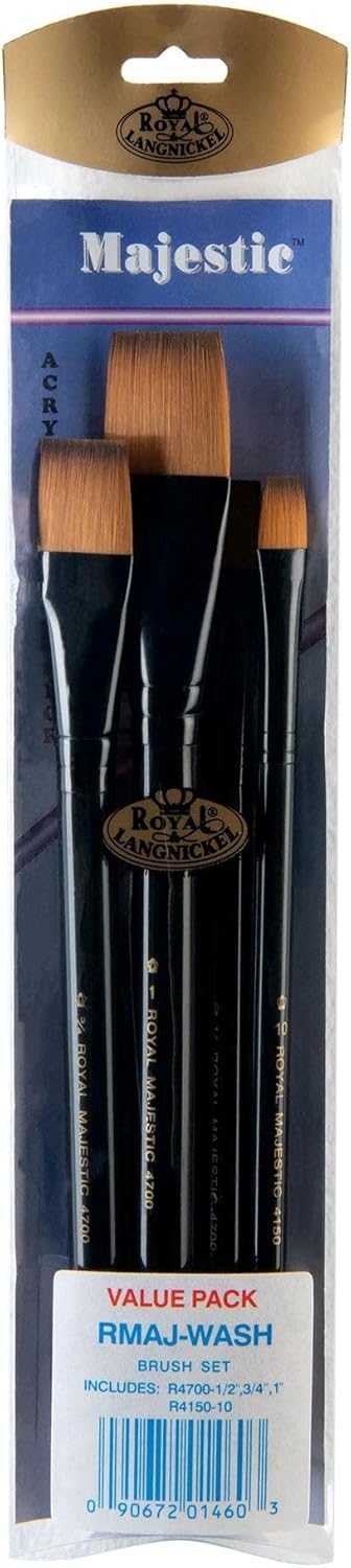 Majestic Royal & Langnickel Glaze Wash Artist Brush Set, 4-Piece
