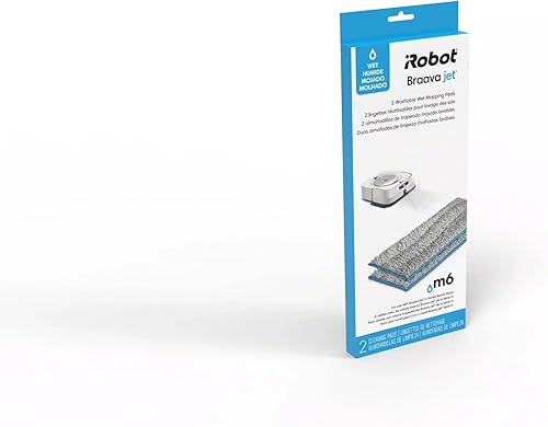 iRobot Braava Jet - Piezas de repuesto auténticas  M6 almohadillas lavables para mopa húmeda, paquete de 2