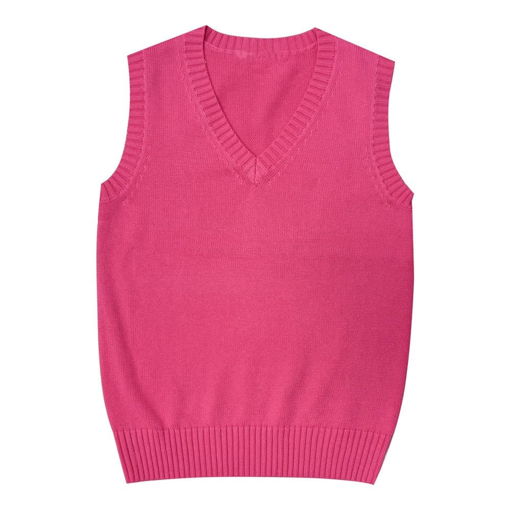 Men Women Knitted Cotton V-Neck Vest JK Uniform Pullover Sleeveless Sweater School Cardigan