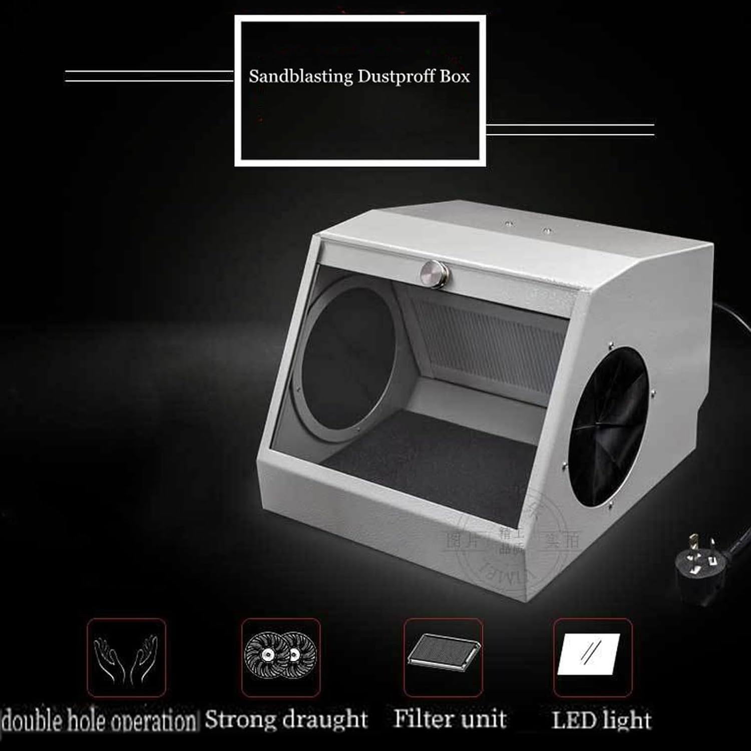 Scatola per Polvere per Laboratorio odontoiatrico, Scatola per aspiratore per aspiratore con LED e filtri, collettore per sabbiatura, Cappa per Polvere elettrica Chiusa