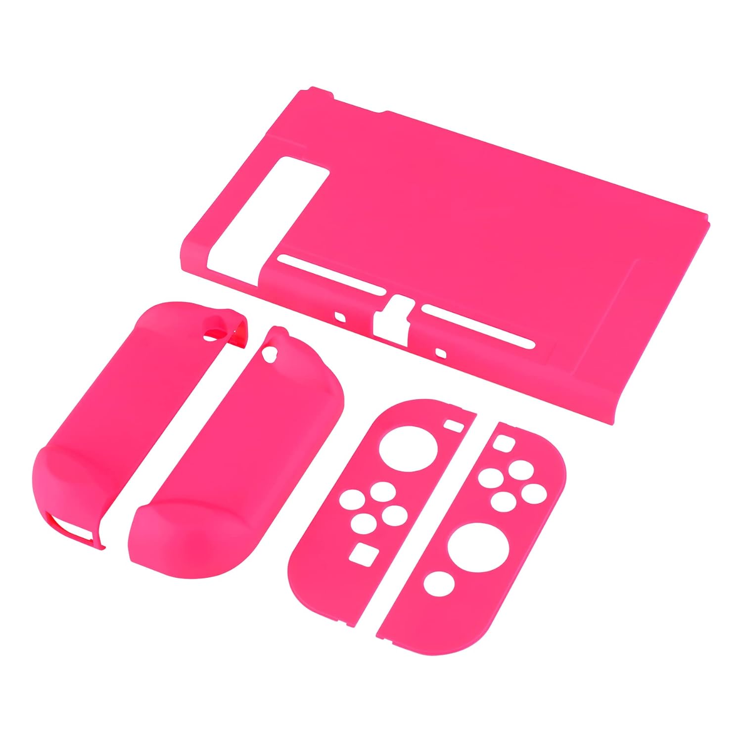 eXtremeRate PlayVital Cover for Nintendo Switch, Protective Case Protector for Switch - Shock-Absorbent Anti-Scratch Dockable Easy to Install Durable Hard Shell Game Accessories, Bright Pink