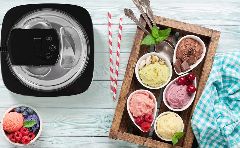 Eismaschine 2L, Speiseeisbereiter, Eiscremebereiter, Speiseeismaschine, inkl. Rezeptheft, mit Timer (5 bis 45 Min.)Ohne… – Bild 6