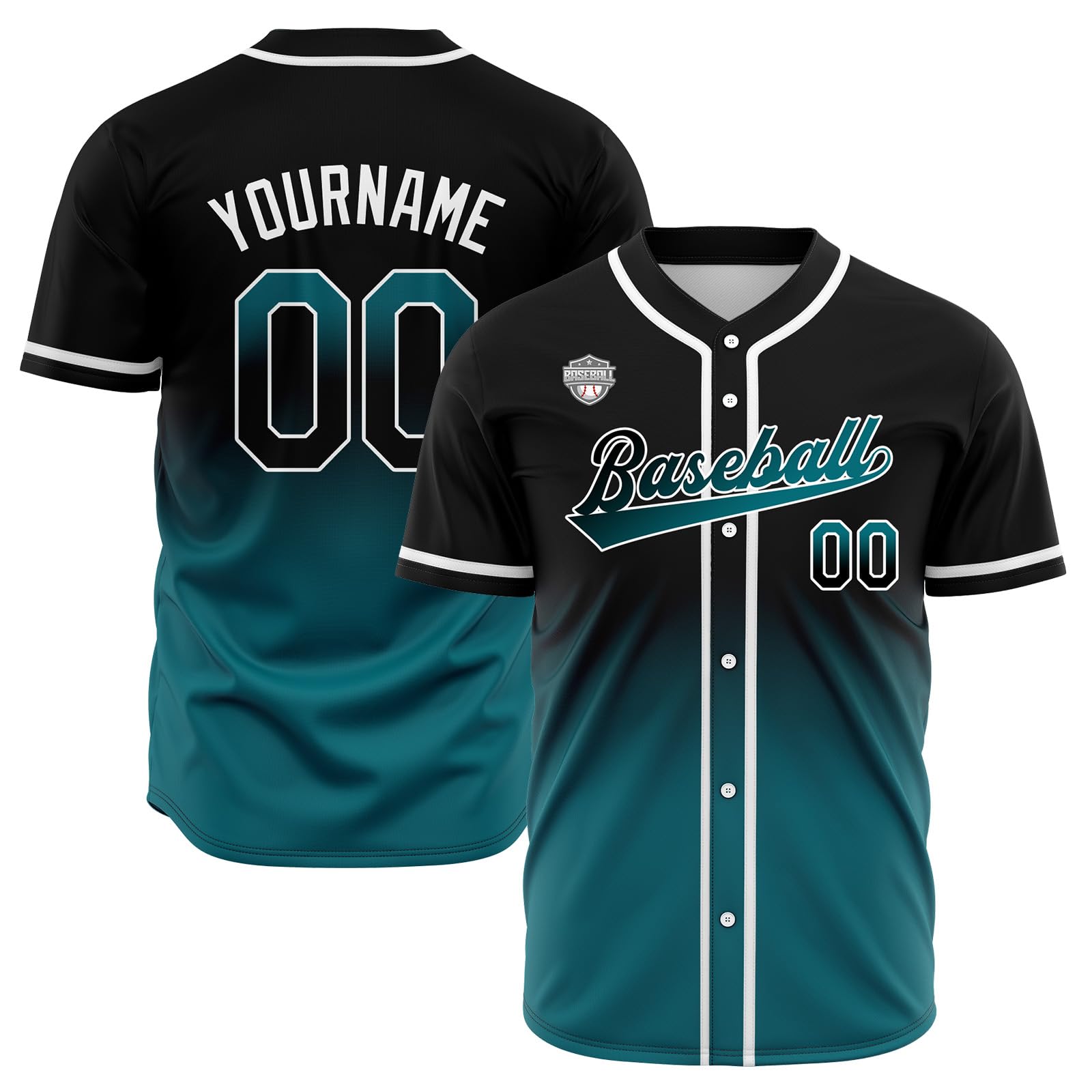 lomidine Custom Gradient Baseball Jerseys Personalized Name Number Logo for Adults Kids Teams