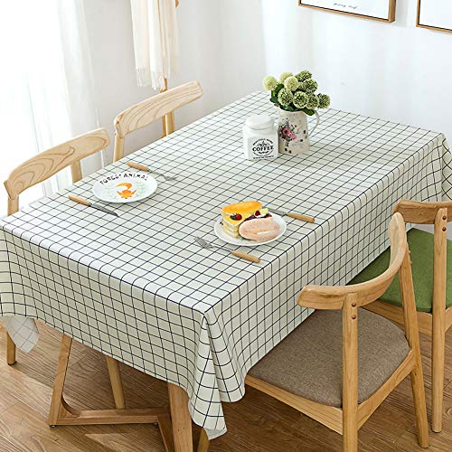 Danilaziya Waterproof Rectangle Tablecloth, Geometric Style PVC Table Cloth Dust-Proof Table, Oil-Proof Spill-Proof Vinyl Tablecloth, Wipeable Table Cover for Outdoor and Indoor Use