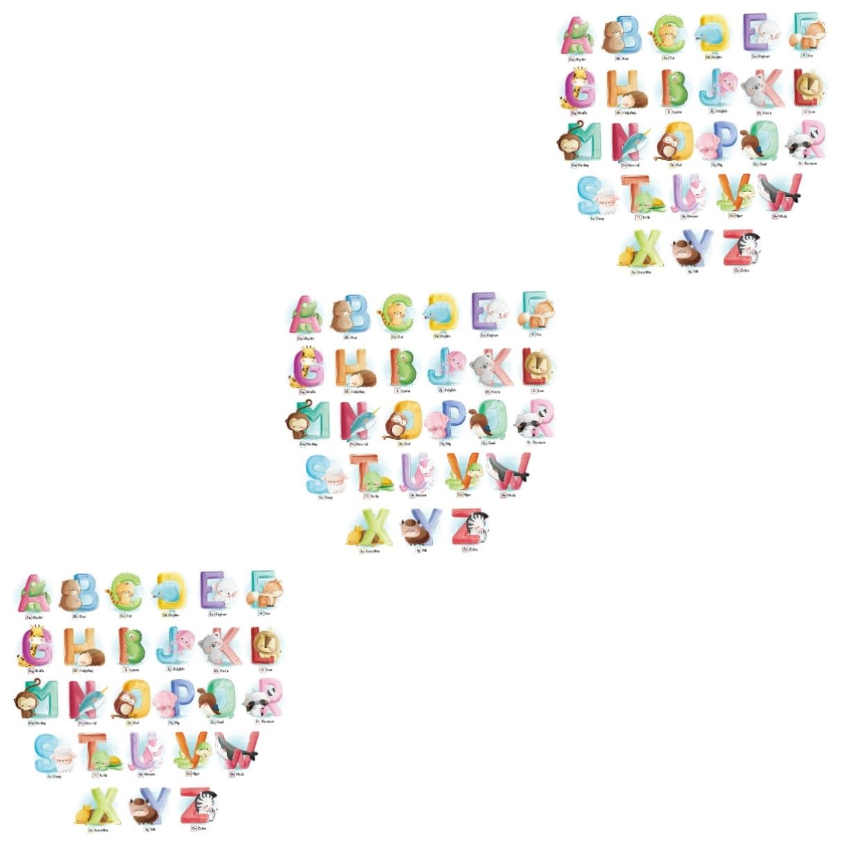 Stickers alphabet anglais animaux Yardwe amovibles pour relooker une chambre sans résidu