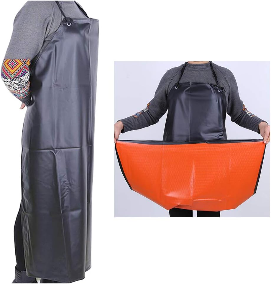 43" Waterproof Leather Apron Heavy Duty Work Apron Chemical Acid Stain Oil Resistance Industrial Workshop Labor Working Aprons with Adjustable Straps Lengthening for Chef Kitchen Dishwashing Butcher