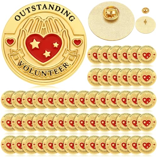Image of Tondiamo 54 /18 Pcs Volunteer Appreciation Gifts Pins Bulk Outstanding Gold Honor Volunteer Pin for Volunteer Month Week Gifts