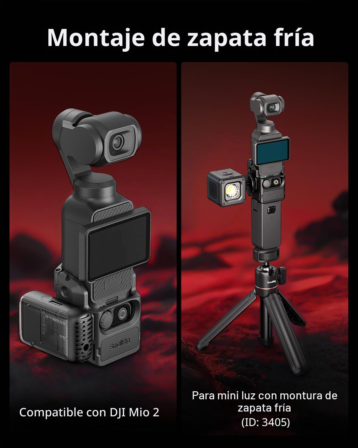 SMALLRIG Accesorio Adaptador de Expansión para DJI Osmo Pocket 3, Soporte Liviano de 52 g para Pocket 3, con Soporte de Zapata Fría, Orificios Roscados de 1/4"-20 y Puertos de Garra - 5072