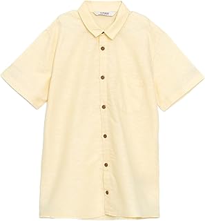 LC واكيكي قميص للاولاد من مزيج الكتان بلون اصفر